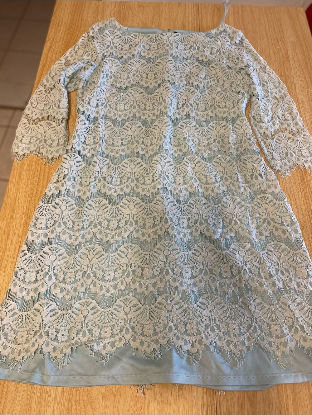 Jessica Howard Light Blue Lace Overlay Tunic
